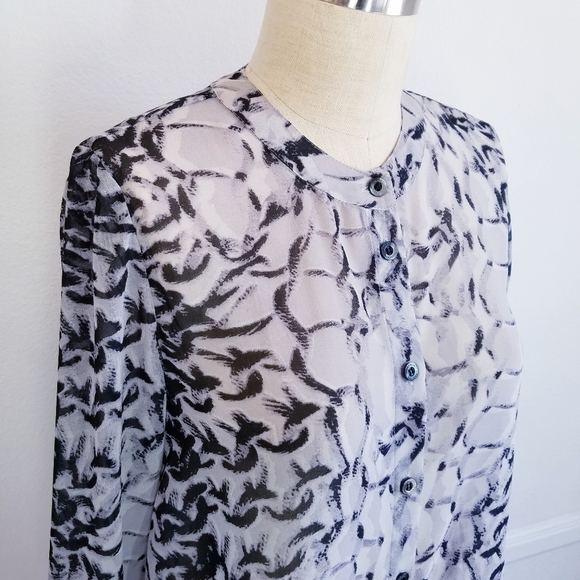 Thakoon | Addition Print Chiffon Buttondown Blouse - Picture 7 of 10